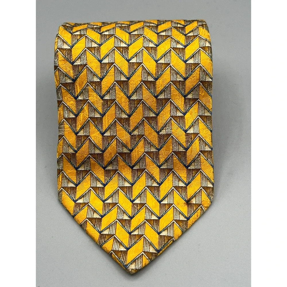 ERMENEGILDO ZEGNA Men's Silk Necktie ITALY Designer‎ Geometric L: 59.5